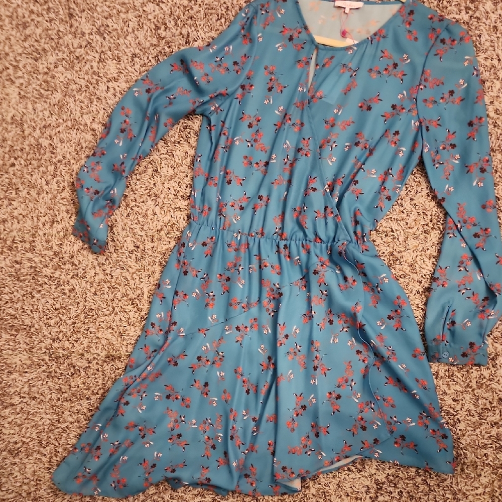 Parker Blue Asymmetrical with Bishop Sleeves